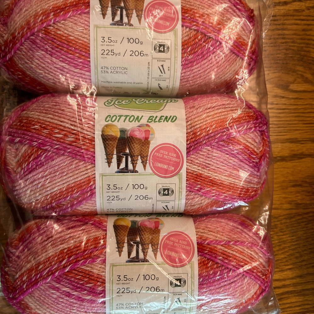 Ice Cream Cotton Blend Yarn by Lion Brand Yarn Company